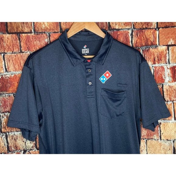 Domino’s Pizza Men’s Large Polo Shirt Blue Uniform Staff Short Sleeve Employee - Picture 1 of 4